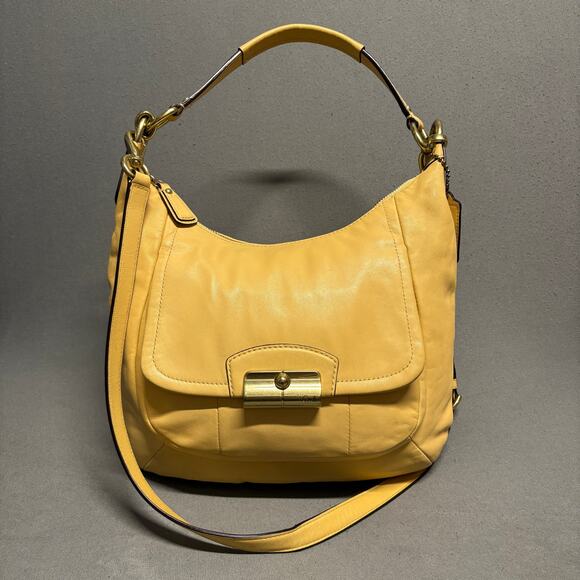 Coach Kristin Crossbody Yellow Genuine Leather Hobo Shoulder Bag M1275-F22306 - Picture 1 of 16
